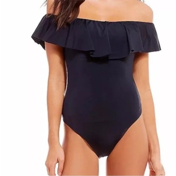 Trina Turk Black Gypsy Solids Off The Shoulder‎ Swimsuit One Piece - Picture 13 of 13